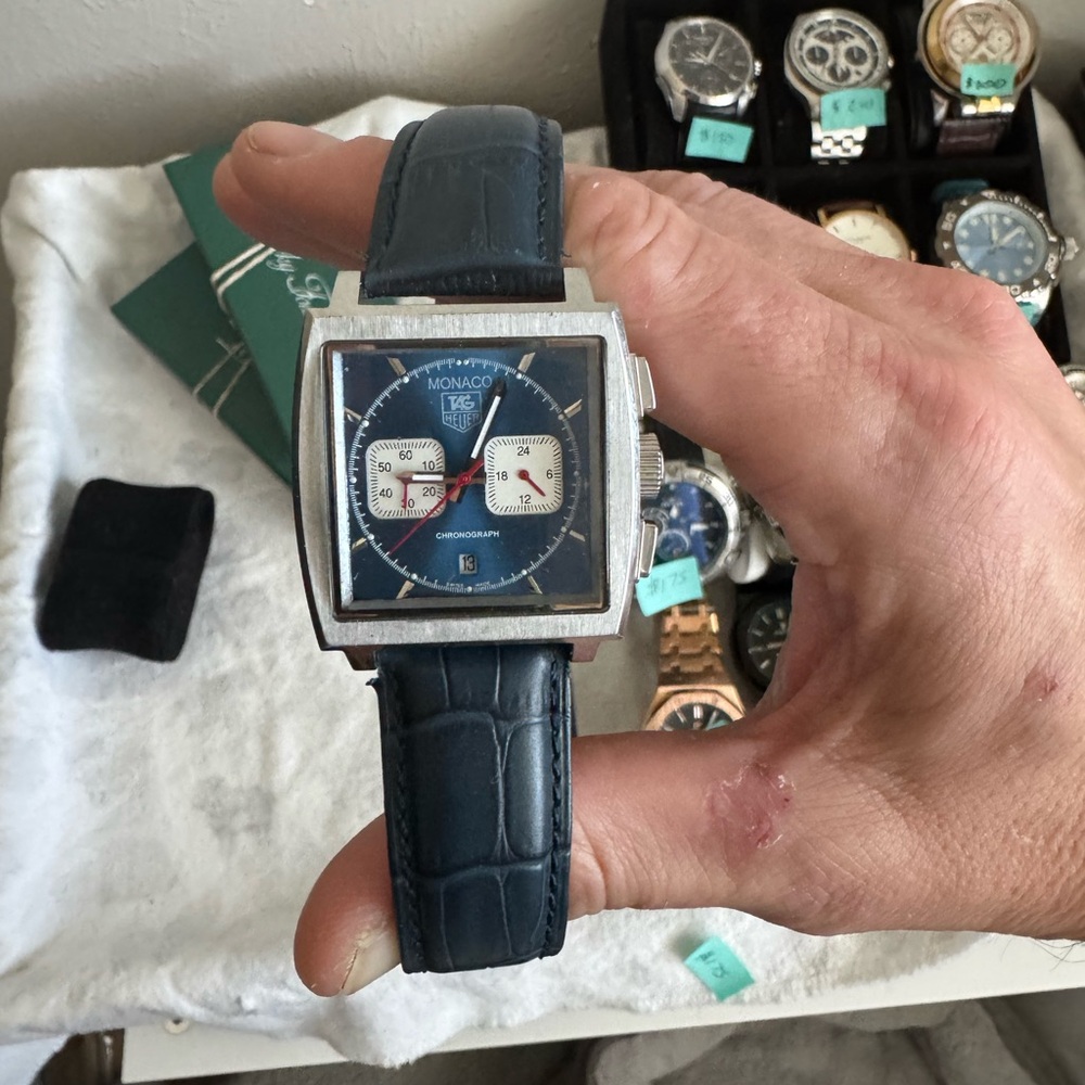 TAG Heuer Monaco Navy and Silver Watch